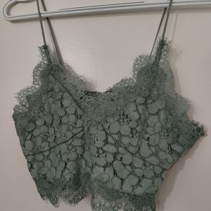 H&M Sage Green Lace Top